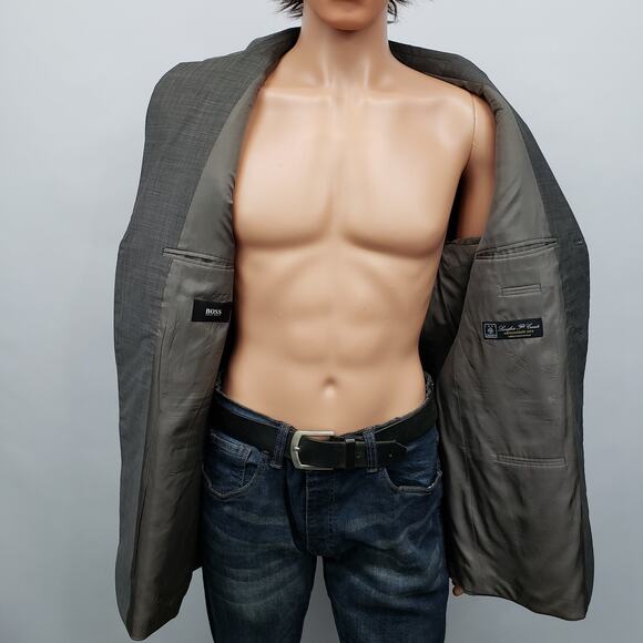 Hugo Boss Angelico Lucca Suit Jacket Sport Coat 42 R Virgin Italian 120s Wool - Picture 7 of 14